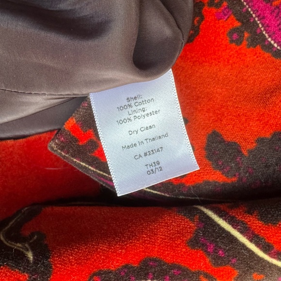 Talbots Red Black Paisley Velvet Knee Pencil Skirt - Picture 6 of 6